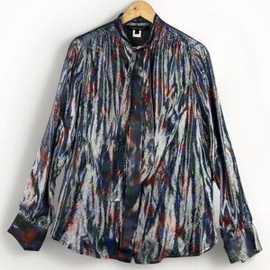 Marc Jacobs Red and Silver Button-Up Blouse